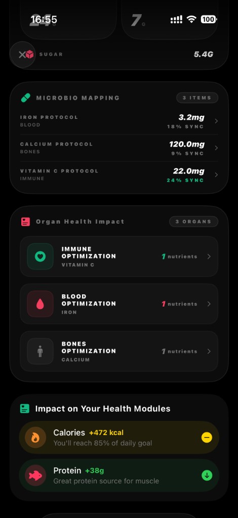 Wellness console with calendar, score, and habit protocols